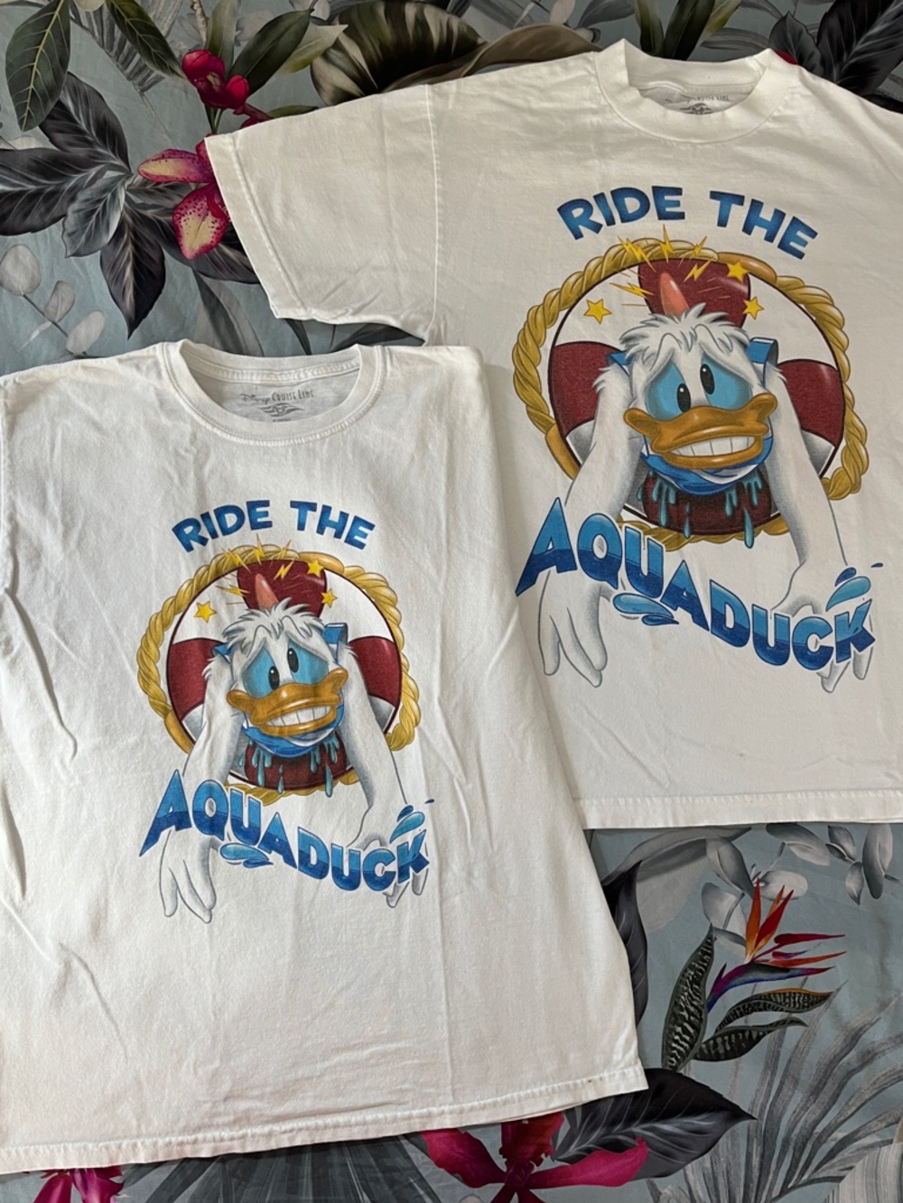 Ride the Aquaduck Donald Duck Graphic Tees Bundle - White w/ Blue & Yellow